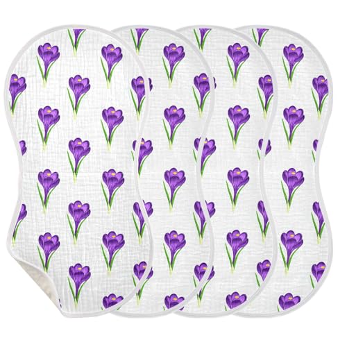 1 Pack Purple Flowers Muslin Burp Cloths Cotton Absorbent Baby Burping Rags for Boys Girls Soft Newborn Burp Bibs, 22 x 11 Inch3