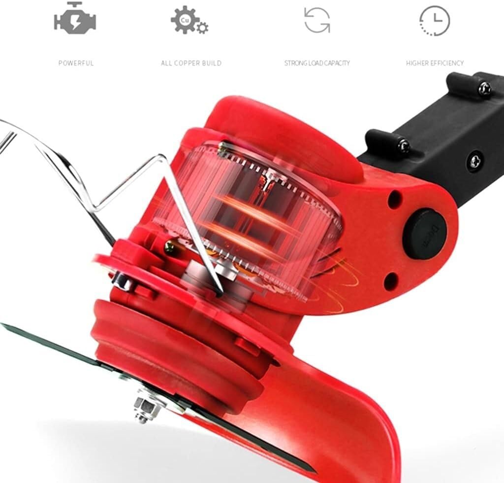 Kosiarka akumulatorowa Ręczna wielofunkcyjna kosiarka do trawy domowej Elektryczna regulowana kosiarka Kosiarka do szybkiego ładowania (Color : Rosso, Size : Battery*2)