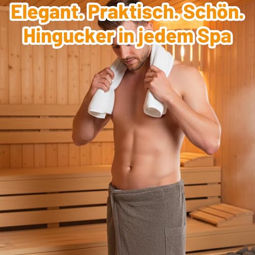 JazRvr Saunakilt Herren, Saunakilt, Sauna Kilt Männer, Saunahandtuch Herren, 60 X 150 cm, Baumwolle, Komfortabel Atmbar, Feuchtigkeitsabsaugend, Elastisch Und Frei Einstellbar (Grau)