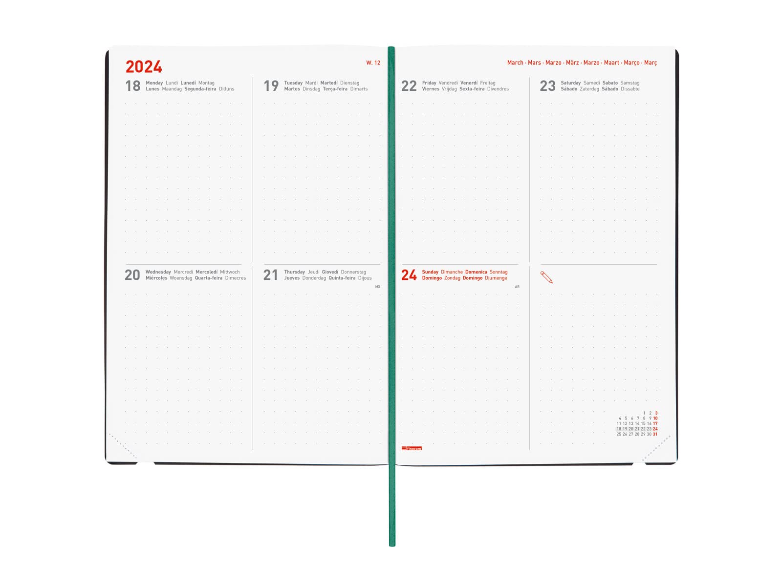 Agenda 2023-2024 A Punti 16 Mesi - Layout Settimanale Orizzontale Con Copertina Rigida - Foto 10