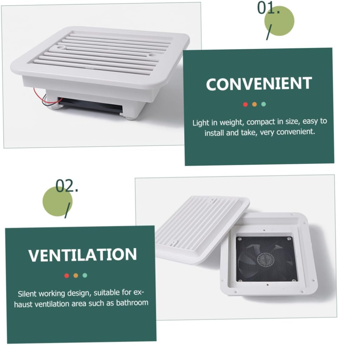 Veemoon 12v 8-inch Camper Roof Ventilation Fan with Blades, Quiet Bathroom Air Exhaust Fan for Camper Roof Vent Replacement, Low Noise Ventilation for Rv Bathrooms and Kitchens