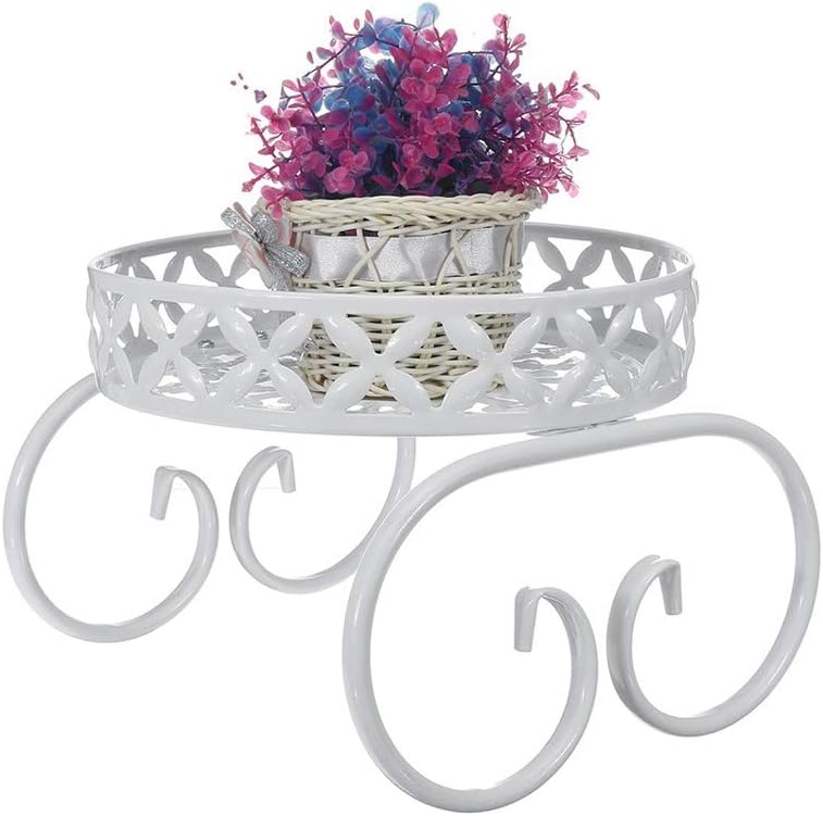 Single layer Metal Stand Plant Rack Flower Shelf Garden Decor Flower Rack Wrought Iron Balcony Outdoor Indoor Pot Plant Stand(E)