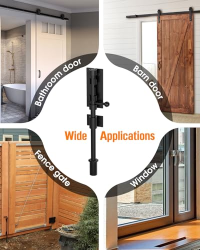 Image of 10 inch Barrel Bolt Latch, Heavy Duty Slide Bolt Gate Latch, 304 Stainless Steel Thickened Metal Gate Locks for Outdoor Fence, Shed, Wooden Gate, Barn, Patio, Courtyard (Black - 1pc)