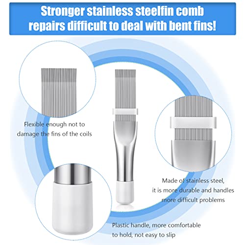 2 Pieces Different Fin Comb Condenser Fin Straightener Air Condition Fcr6 Fin Comb And Stainless Steel Fin Comb Radiator Repair Tool Set For Straighten Evaporator Condenser Coils #TOP2