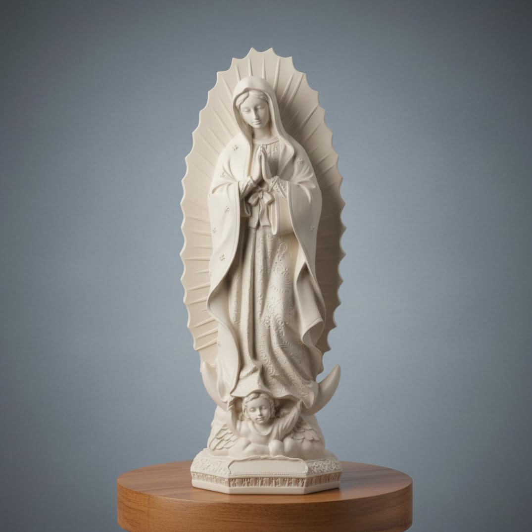 Comebachome Virgen De Guadalupe Statues, 11.6inch Resin Handcrafted Virgin Mary Figurines, Religious Sculpture for Home Church Altar Decoration