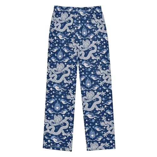 Boys' Pants New Year Dragon Long Bottoms Jogger Pants Elastic Waist Trousers with Pockets S-XL