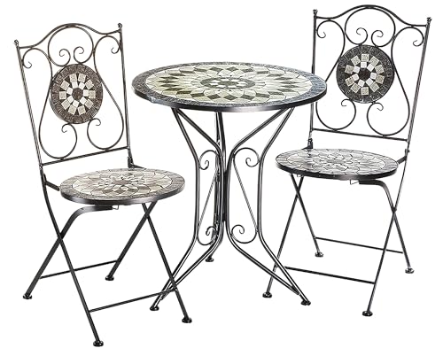 Kobolo Sitzgruppe Gartenmöbel MOSAIK - 1 Tisch - 2 Stühle - Metall -...