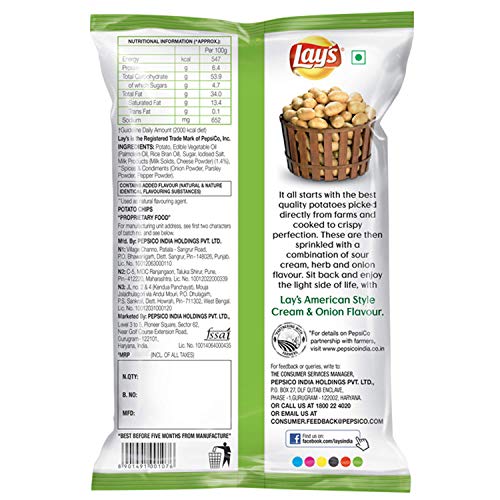 Image of Lay's Lays Core Asco, 78Gm Pouch - Cream and Onion