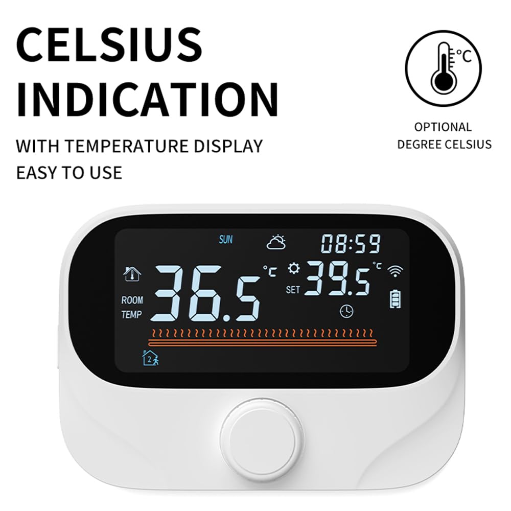 Termostato intelligente per riscaldamento caldaia domestica, RF433 WiFi AC, touch screen wireless programmabile, controllo vocale APP, compatibile con, portata 980 piedi, display