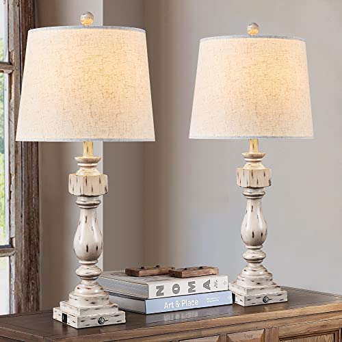 Farmhouse Table Lamp Set of 2 for Living Room, 29" Rustic Bedside Nightstand Lamp, 3-Way Dimmable Touch Control Rustic Table Lamps with Linen Drum Shade for Bedroom (Bulbs Included) Farmhouse Table Lamp Set of 2 for Living Room, 29" Rustic Bedside Nightstand Lamp, 3-Way Dimmable Touch Control Rustic Table Lamps with Linen Drum Shade for Bedroom (Bulbs Included)