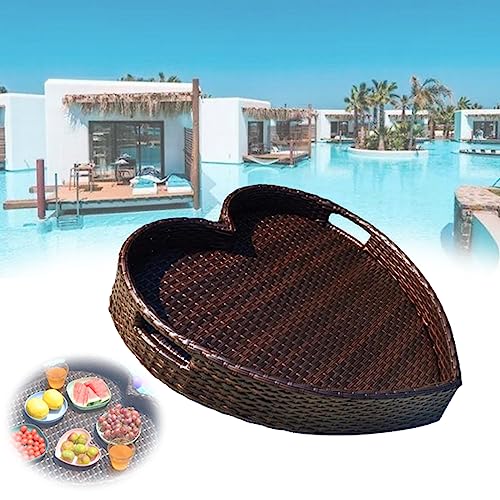 BZBZB Bandeja Flotante de Comida para Piscina: Bandeja Flotante de Lujo Hecha a Mano en Forma de corazón con Asas para Bancos de Arena, spas, baños, Fiestas y Bares