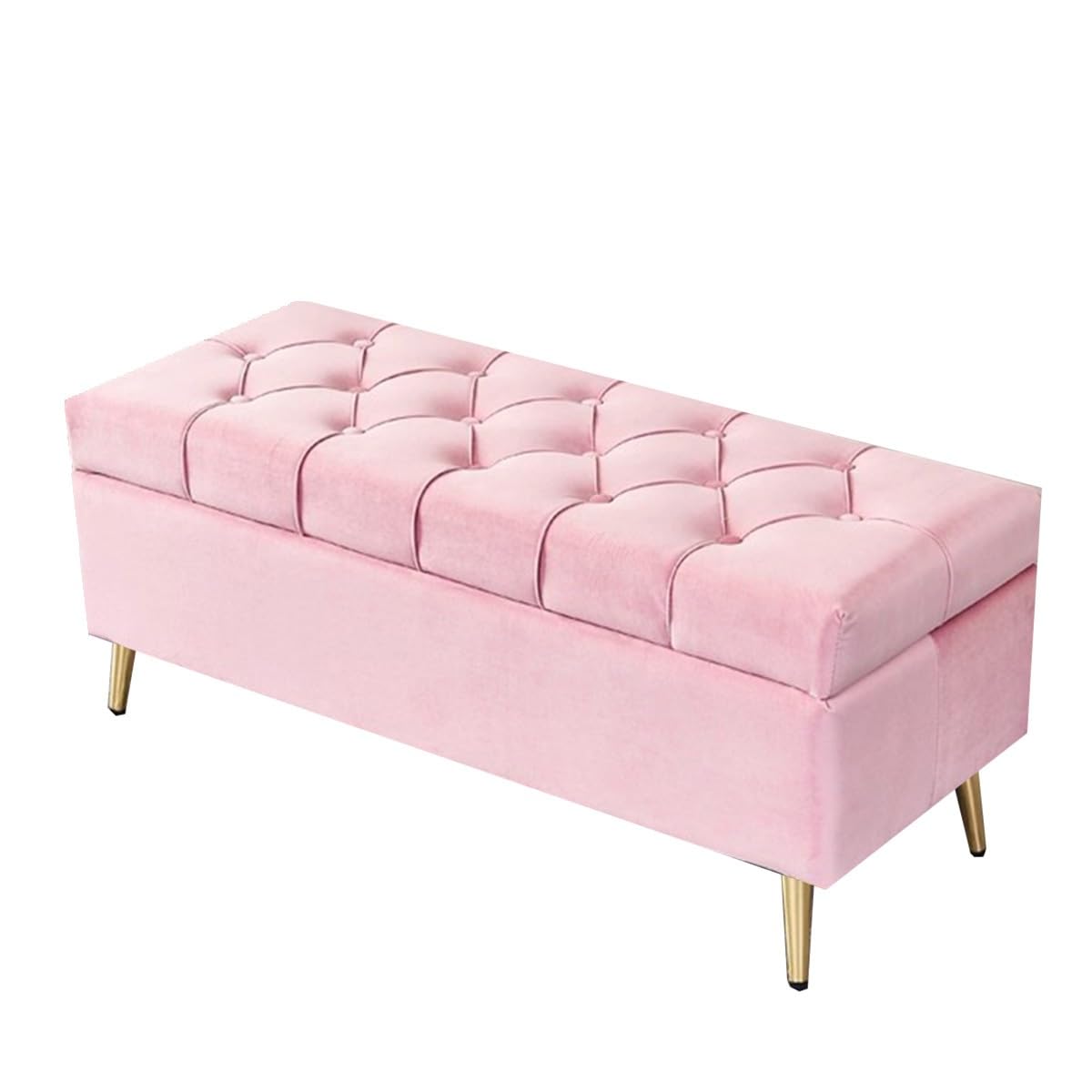 Banc rembourré luxueux en velours et pieds métalliques