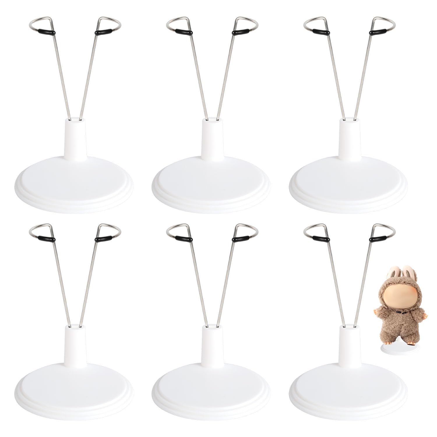 Tinoaly 6pcs Doll Stand, Adjustable Doll Display Stand Figure Holder Toy Display Support Accessories for Home Office Decoration for 4-8 Inch Toy(White