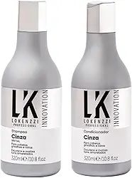Kit Lokenzzi Cinza Shampoo E Condicionador Matizador 320ml