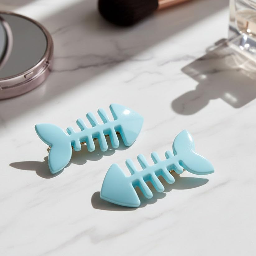 Image of Fishbone Bone Design Hair Clips for Women and Womens, Stylish Metal Snap Hair Accessories for Daily Wear, School and Party, Assorted Colors, Pack of 24 Pieces