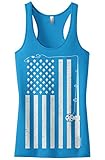 Threadrock Women's Fishing American Flag Racerback Tank Top