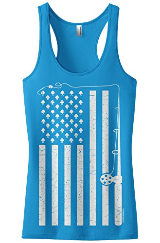 Threadrock Women's Fishing American Flag Racerback Tank Top