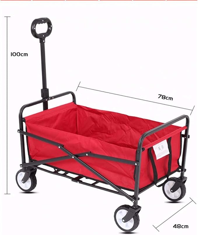 Carro de jardín plegable rojo portátil para uso en playa, camping y compras miniatura 3