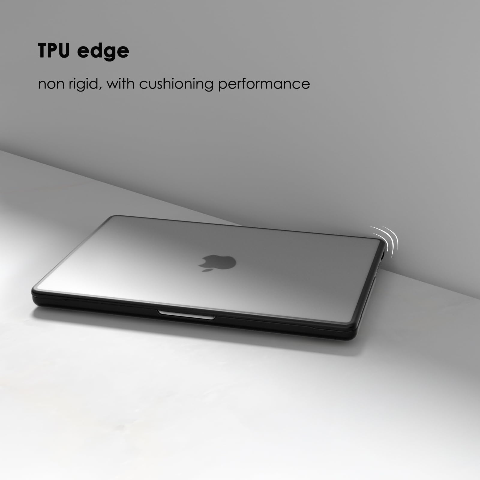 eleger Cover anti-cracking compatibile con MacBook Pro 16 pollici M4(A3403 A3186) M3(A2991) M2(A2780) M1(A2485), versione 2024 2023 2021, bordo in TPU nero e Custodia rigida in PC, Trasparente opaco
