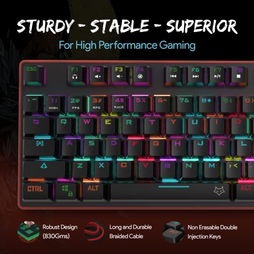Image of (Refurbished) EvoFox Katana Pro RGB Mechanical Keyboard with Silent Outemu Red Switches | 16 Million True Prism RGB | Powerful Software | 4 Game Modes Presets | 16 Lighting Effects | TKL Keyboard | On Board Memory | Braided Cable with EMI Ring (Red + Black)