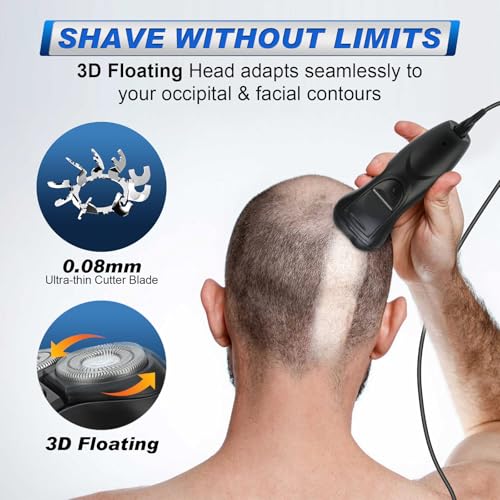 Image of BlueFire Head Shaver for Bald Men, Corded 3D Electric Rotary Shavers with Pop-up Trimmer,Bald Head Close Shaver for Men, Rotary Shaver Electric Dry Shave