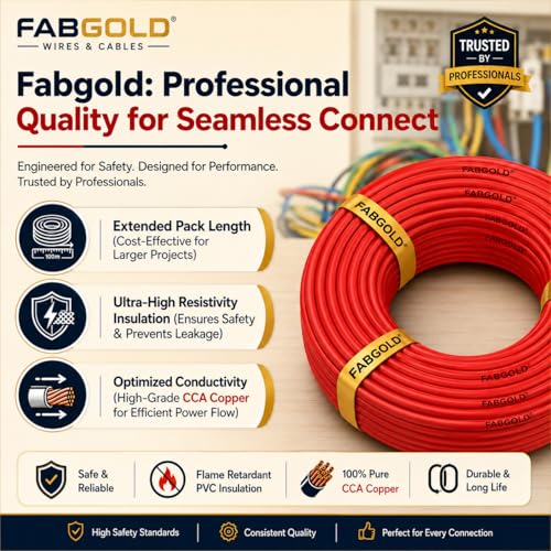 Image of 1.0 sqmm Single Core Copper Electrical Wire, 90 Meter (Red) | Heat Resistant & Flame Retardant (FR) | Lead-Free LSH House Wire for Home & Industrial Use