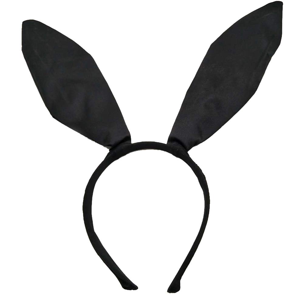 FRCOLOR Black Bunny Ear Headband Polyester Satin Halloween Rabbit Ears Hair Band for Party, Easter, Halloween, Cosplay, Costume Accessory
