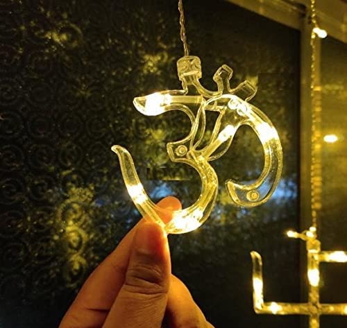 Image of Light 12 Swatik Om String 6+6 Swastik Om 138 LED Star Lights, Curtain String Lights for Bedroom with 8 Lighting Modes,Waterproof Window Lights Decorations, Garden Decorations Lights