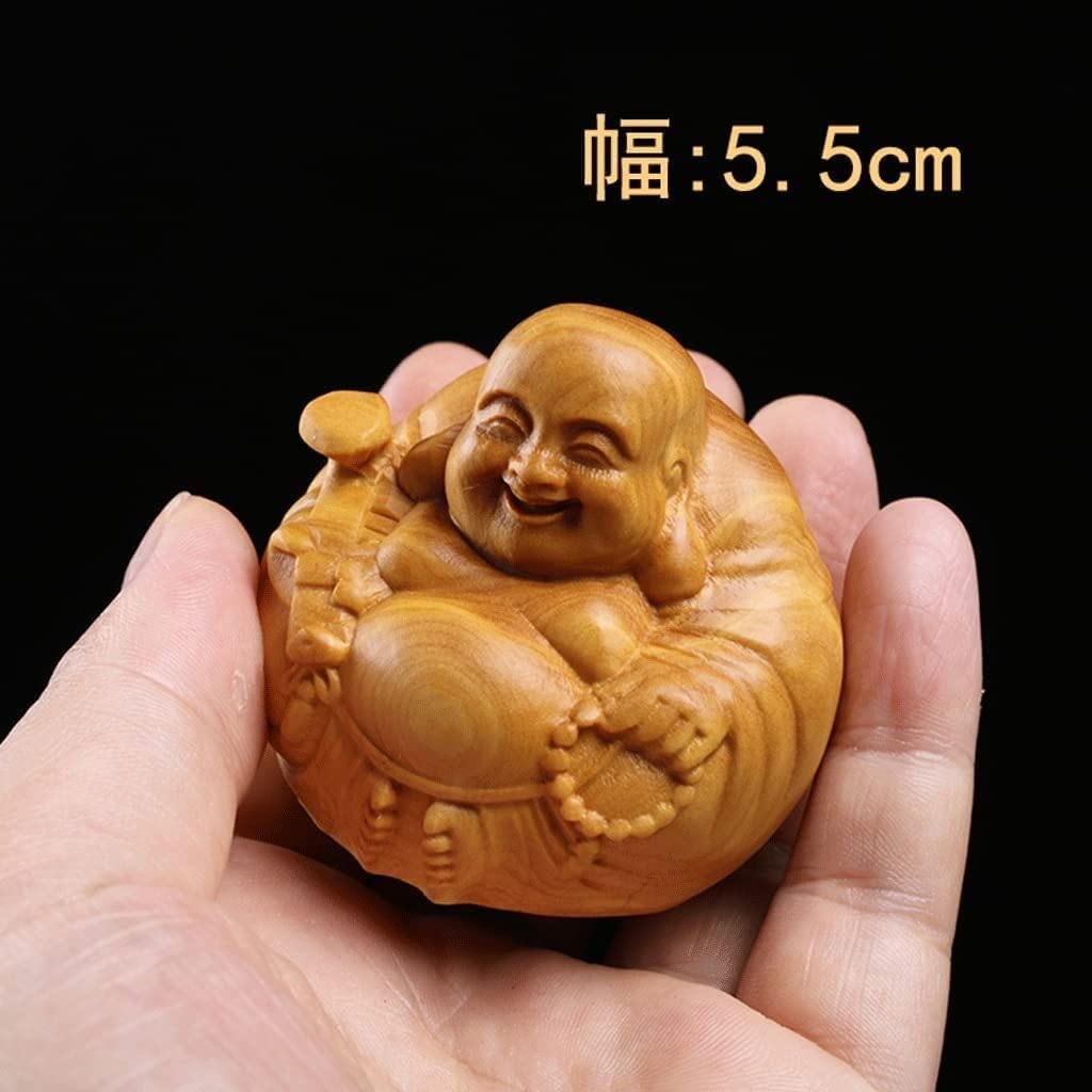 Amazon｜仏像 弥勒仏 木彫り ミニ 七福神 大きな腹笑い仏布袋 様 ツゲ