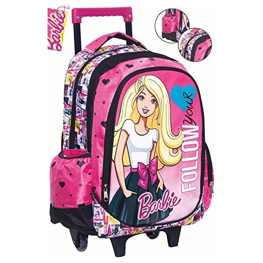 Barbie 349-53074 - Zaino Trolley Ovale Barbie Rosa/Nero