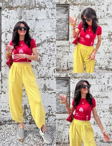 Image of Xiaoxuemeng Womens Baggy Wide Leg Pants Casual Elastic Waisted Palazzo Harem Pants with Pockets