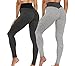 Voqeen 2 Pezzi Leggings Donna Vita Alta Pantaloni Sportivi Push Up Fitness di LegginsTraspirante Favo 3D Collant a Compressione Slim Pantaloni Yoga Leggins-Nero+Grigio Chiaro-S