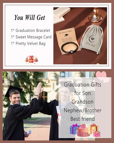 Image of UPROMI Graduation Gifts for Him Class Of 2024 Graduation Gifts for Men Teen Boys High School 5th 8th Grade Graduation Bracelet