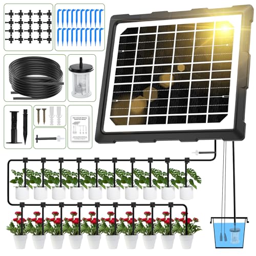 Solar Bewässerungssystem 2026 Automatische BewäSserung für 20 Topfpflanzen, Automatische Bewässerungssystem Garten mit 20M Tropfschlauch, Bewässerungssystem für Topfpflanzen, Garten, Balkon Pflanzen