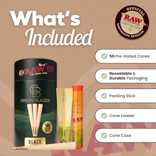 RAW Cones Black King Size: 50 Pack - Translucent, Extra Fine Pre Rolled Cones & Tips, Patented Slow Burn, All Natural RAWthentic, 109mm - Image 7