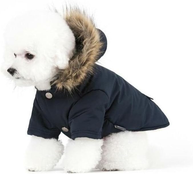 PetBoBo Cat Dog Doggie Down Jacket Hoodie Coat Pet Clothes Warm Clothing for Small Dogs Winter Black S