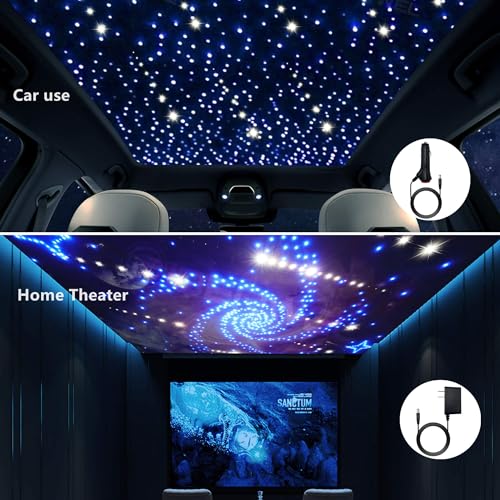 Image of Meteor+Twinkle 2 in 1 Fiber Optic Light,APP Control Music Activated Starlight Headliner Kit with 348pcs 9.8ft Mixed Fiber Optic Cable,RGBW LED Engine and Remote for Car /Home Star Ceiling Lighting