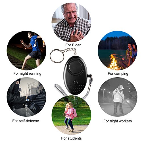 KKmoon Alarme pessoal 120-130dB Som de Emergência Auto-Defesa Alarme de Segurança Chaveiro Lanterna