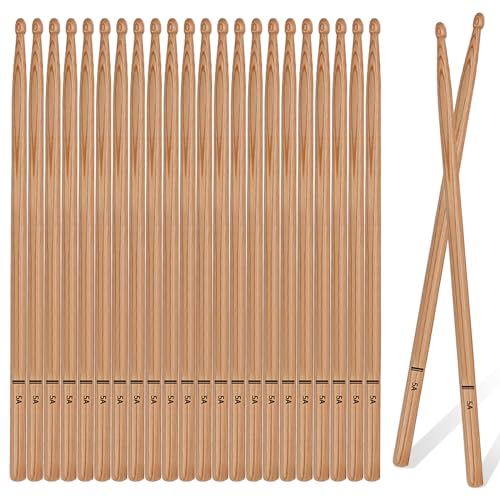 BAIFULAI 5A 12 pares de baquetas antimoho, clásicas baquetas de madera de roble, para adultos, niños y principiantes, para tambores electrónicos de jazz