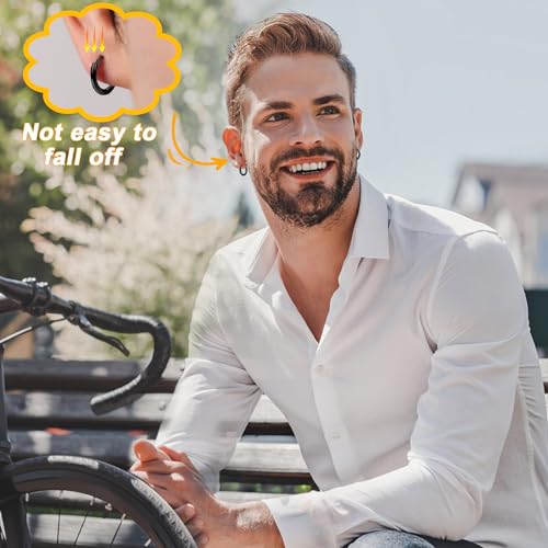 ONESING 12/18 Pcs Mens Earrings Black Earrings for Men Stainless Steel Earrings Piercing Jewelry Stud Hoop Punk Earrings Set3
