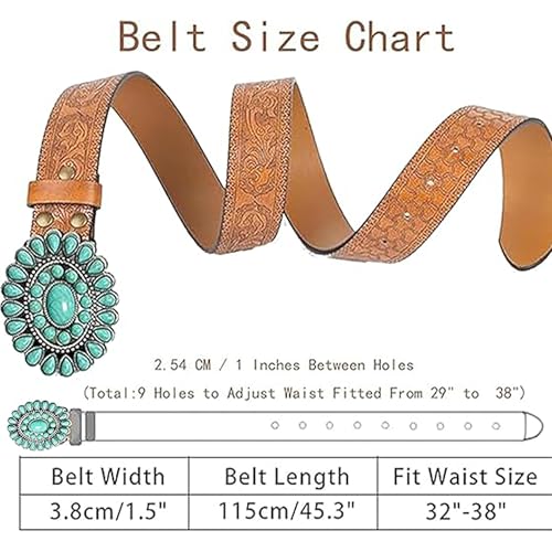 UTOWO Women Western-Turquoise-Belt Embossed-PU-Leather-Cowgirl-Belt Applies-Jeans-Pants-Dresses for Rodeo-Country-Concert4