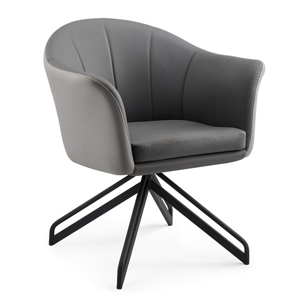 Chaises de salle à manger pivotantes en cuir PU avec accoudoirs et dossier moyen confortable