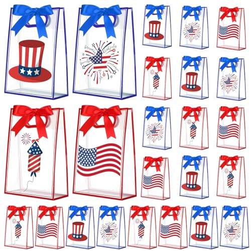 Sacs à friandises américains transparents avec poignées et ruban Sweetude