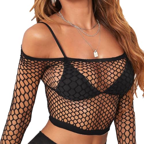 Women Sexy Crop Top Shirt Fishnet Lingerie Bikini Cover Up
