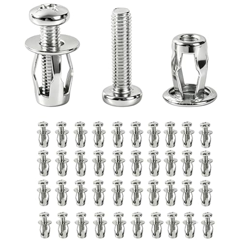 Image of 40PCS M4 x 20mm Hollow Wall Anchors, Zinc Plated Carbon Steel Cavity Wall Fixings with Screws, for Plasterboard, Hollow Door (Silver 40 Pcs)