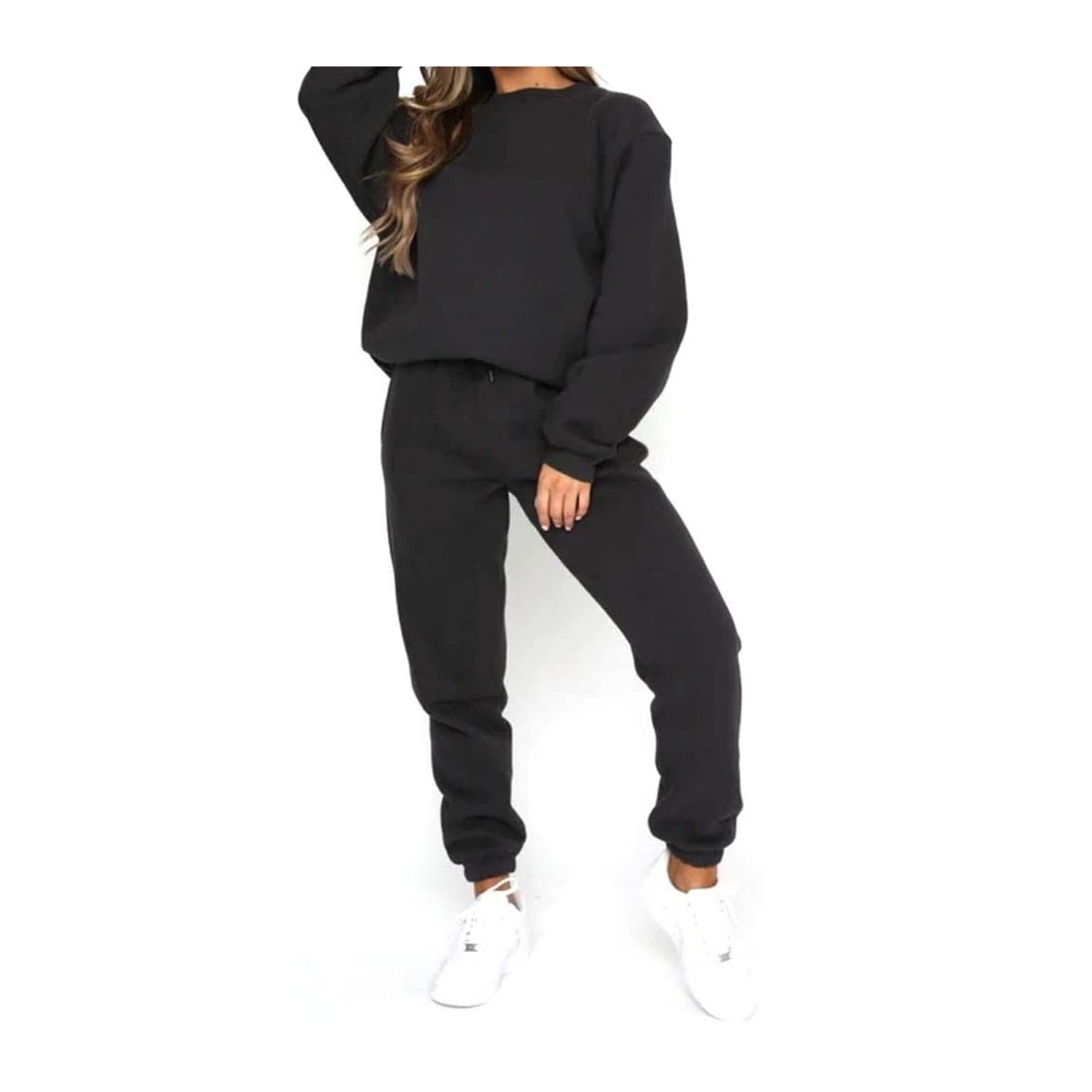 Survêtement de sport de loisirs noir coupe ample fluide - 6