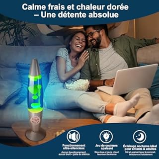 Ajacxet Lampe à lave rétro classique – Lampe décorative bleue et jaune pour enfants et adultes – 34 cm, aluminium avec 1 ampoule R39 25W E14 – Idéale pour la chambre, le salon et comme cadeau