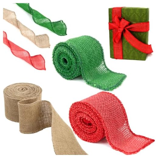 RAINFLOW Burlap Ribbon - 10 Yards Thick Ribbon for Flower Bouquet Ribbons for Crafts Natural Burlap Fabric Burlap Roll for Wedding Decorations or Tree Ribbon Gift Wrapping Supplies(Wide:3 inch)