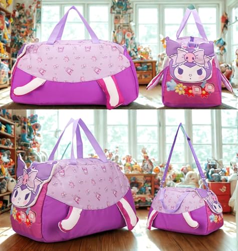 Image of 3D Design Duffle Bag for Kids & Adult| Large Compartment Foldable Luggage with Shoulder Strap | Lightweight Travel & Short Trips Storage Organizer for Women (Purple Doll)