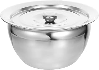 Stainless Steel Mixing Bowl with Lid 9-inch Thickened Magnetic-free Oil Basin Kitchen Prep Bowl for Cooking Baking and Serving
